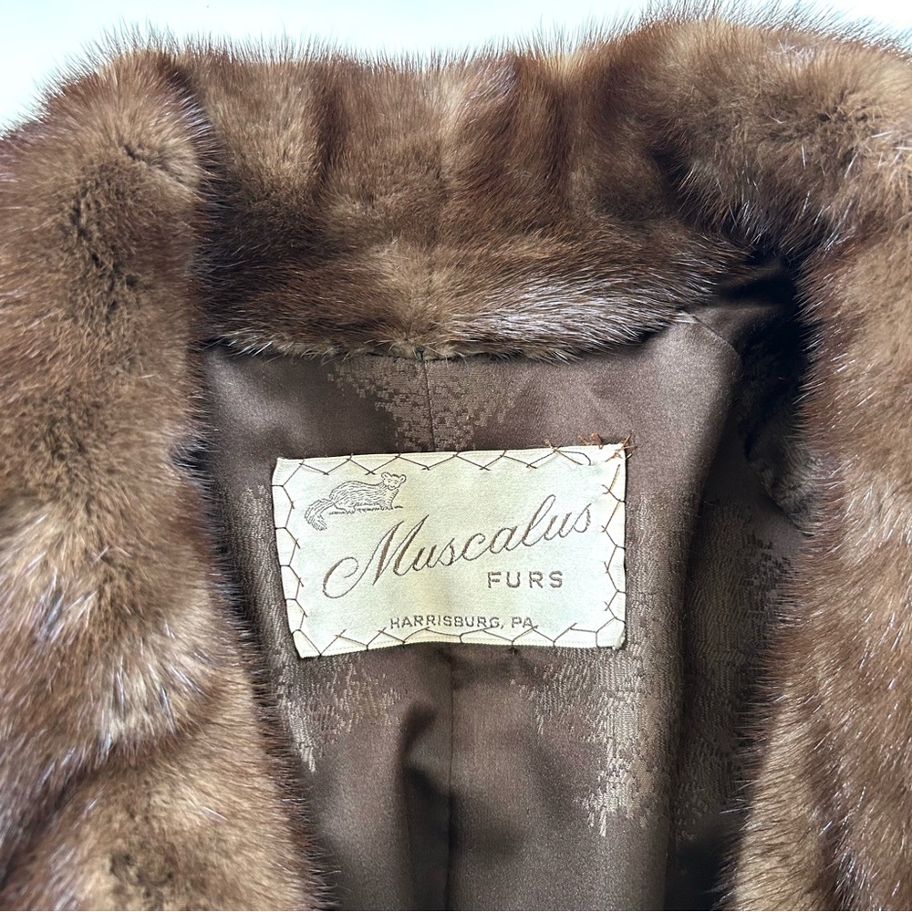 Vintage Genuine Brown Lunaraine Mink Fur Long Coat - Picture 10 of 11